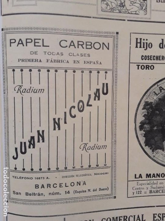 Sammeln von Plakaten: FABRICA DE PAPEL DE CARBONDE TODAS CLASES RADIUM JUAN NICOLAU BARCELONA HOJA A&Ntilde;O 1928
