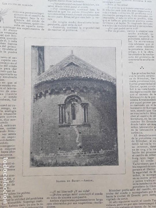 Coleccionismo de carteles: IGLESIA DE BAGET .ABSIDE HOJA A&Ntilde;O 1891