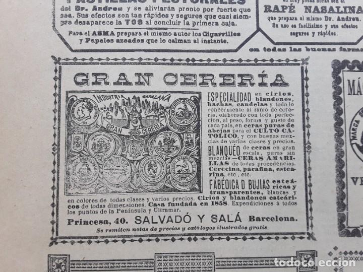 Coleccionismo de carteles: INDUSTRIA CATALANA GRAN CERERIA CIRIOS BLANDONES HACHAS CANDELAS HOJA A&Ntilde;O 1891