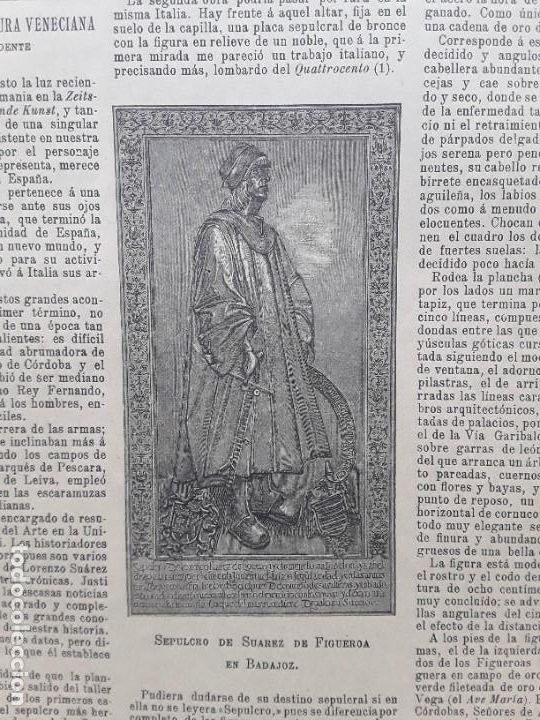 Coleccionismo de carteles: SEPULCRO DE SUAREZ DE FIGUEROA HOJA A&Ntilde;O 1891