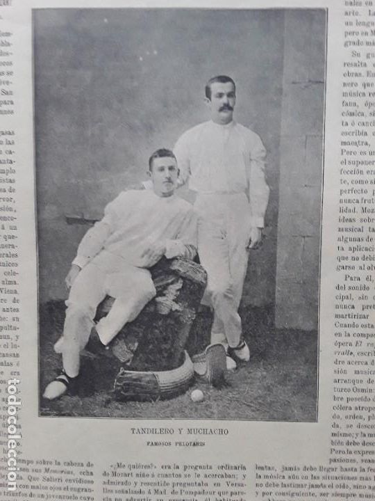 Coleccionismo de carteles: TANDILERO Y MUCHACHO FAMOSOS PELOTARIS HOJA A&Ntilde;O 1891