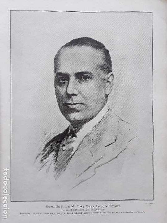 Coleccionismo de carteles: JOSE M&ordf; MILA Y CAMPS CONDEL DEL MONTSENY PRESIDENTE DIPUTACION PROVINCIAL BARCELONA A&Ntilde;O 1920-1930