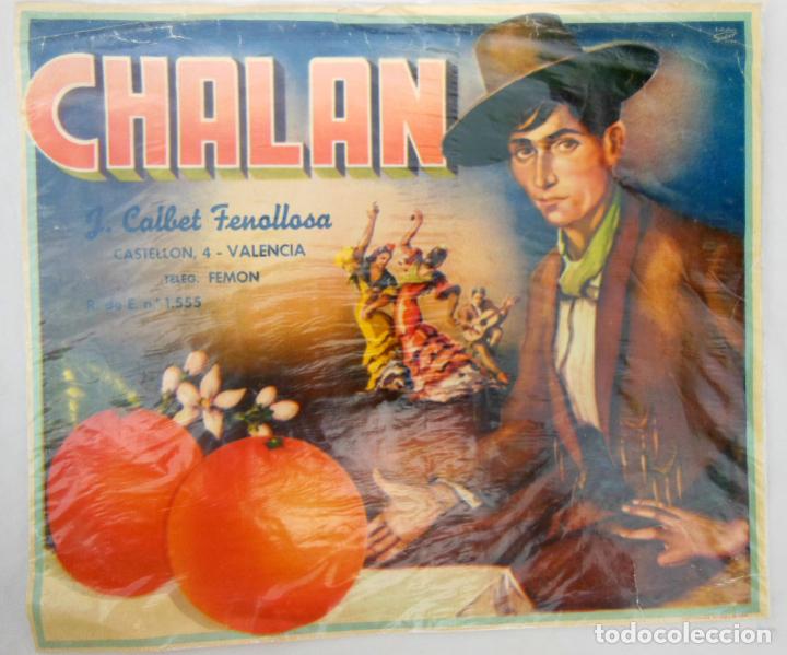 Coleccionismo de carteles: Antigual Etiqueta Naranjas : CHALAN. Valencia. Estudios Su&ntilde;er Alcira