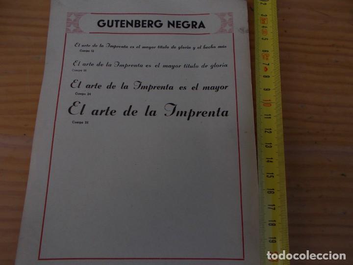 Coleccionismo de carteles: ANTIGUO CARTEL DE MUESTRAS, GUTENBERG NEGRA, EL ARTE DE LA IMPRENTA