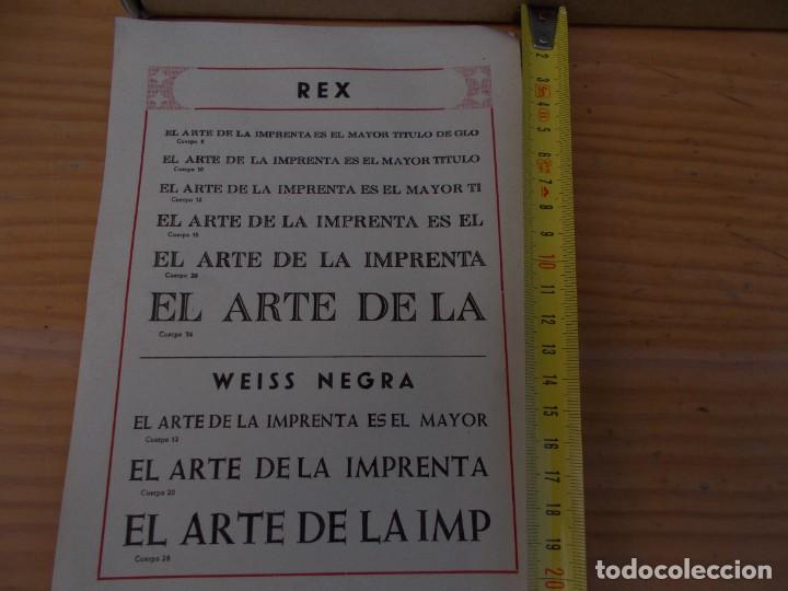 Coleccionismo de carteles: ANTIGUO CARTEL DE MUESTRAS, REX, EL ARTE DE LA IMPRENTA
