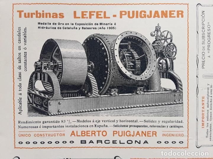 Collectionnisme d'affiches: TURBINAS LEFEL - PUIGJANER BARCELONA MEDALLA ORO EXPOSICION MINERIA E HIDRAULICOS HOJA A&Ntilde;O 1906