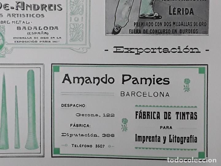 Collezionismo di affissi: FABRICA DE TINTAS PARA IMPRENTA Y LITOGRAFIA AMANDO PAMIES BARCELONA HOJA A&Ntilde;O 1907