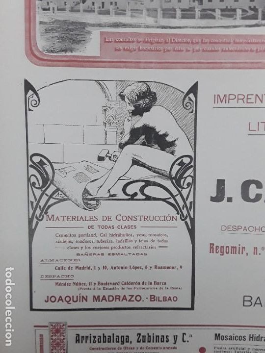Collezionismo di affissi: MATERIALES DE CONSTRUCCION DE TODAS CLASES JOAQUIN MADRAZO BILBAO HOJA A&Ntilde;O 1907