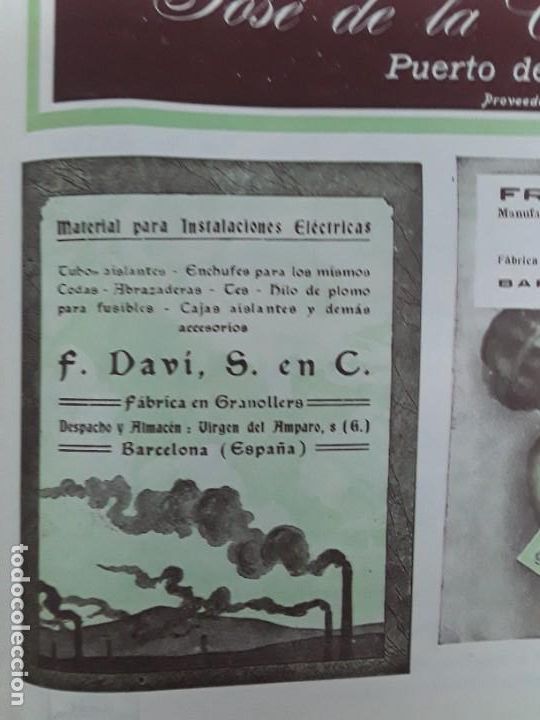 Poster collecting: FABRICA DE MATERIAL PARA INSTALACIONES ELECTRICAS -F.DAVI ,S EN C - GRANOLLERS HOJA PUBLICIDAD 1920