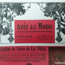 Coleccionismo de carteles: ANIS DEL MONO VICENTE BOSCH BADALONA AÑO 1910.HOJA REVISTA