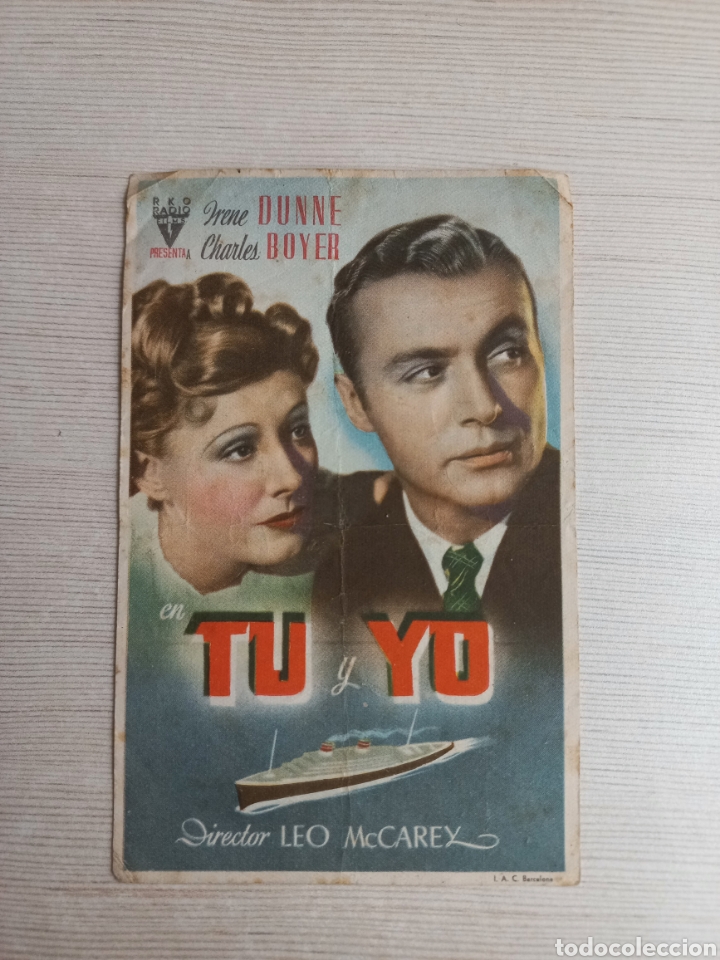 Coleccionismo de carteles: Programa de Cine T&uacute; y Yo. Leo McCarey. Cine Ramblas. - Foto 1