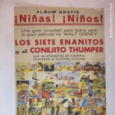 Coleccionismo de carteles: LOS SIETE ENANITOS Y CONEJITO THUMPER-DISNEY-ALBUM CROMOS-CARTEL PUBLICIDAD-VER FOTOS-(V-23.165)