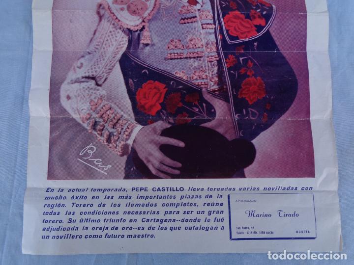 Coleccionismo de carteles: TAUROMAQUIA. CARTEL PROMOCIONAL PEPE CASTILLO. 33 X 41CM. MURCIA - Foto 3 - 304145188