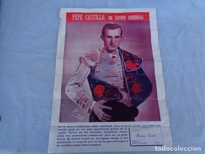 Coleccionismo de carteles: TAUROMAQUIA. CARTEL PROMOCIONAL PEPE CASTILLO. 33 X 41CM. MURCIA - Foto 1 - 304145188