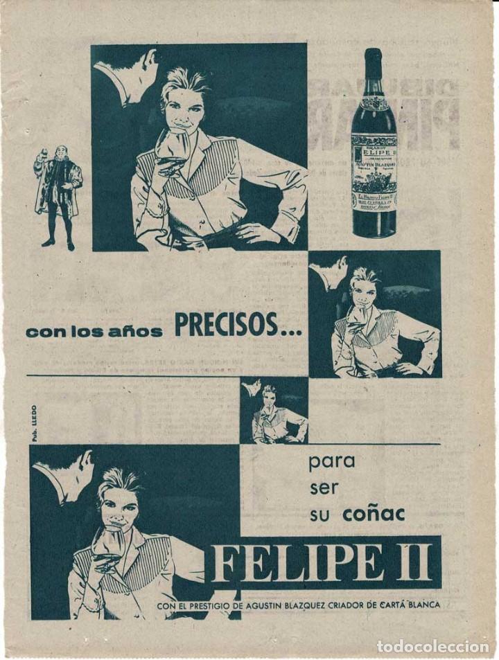 Coleccionismo de carteles: Hoja Publicidad Co&ntilde;ac Felipe II con el prestigio de Agust&iacute;n Blazquez