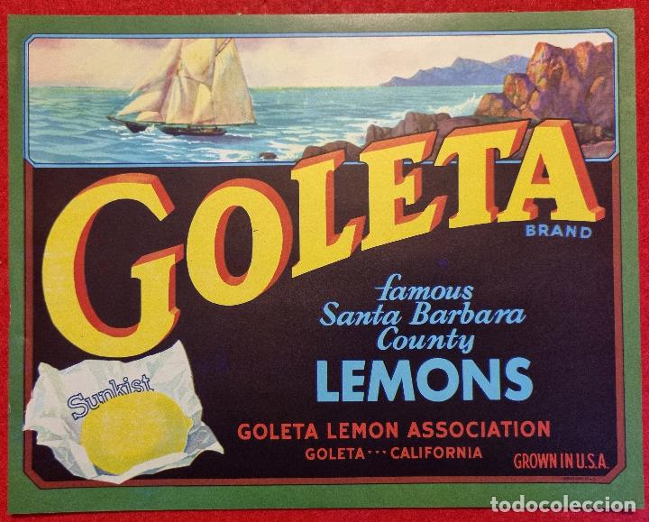 Sammeln von Plakaten: CARTEL ITO ETIQUETA USA LIMONES GOLETA BARCO DE VELA CALIFORNIA ORIGINAL K11