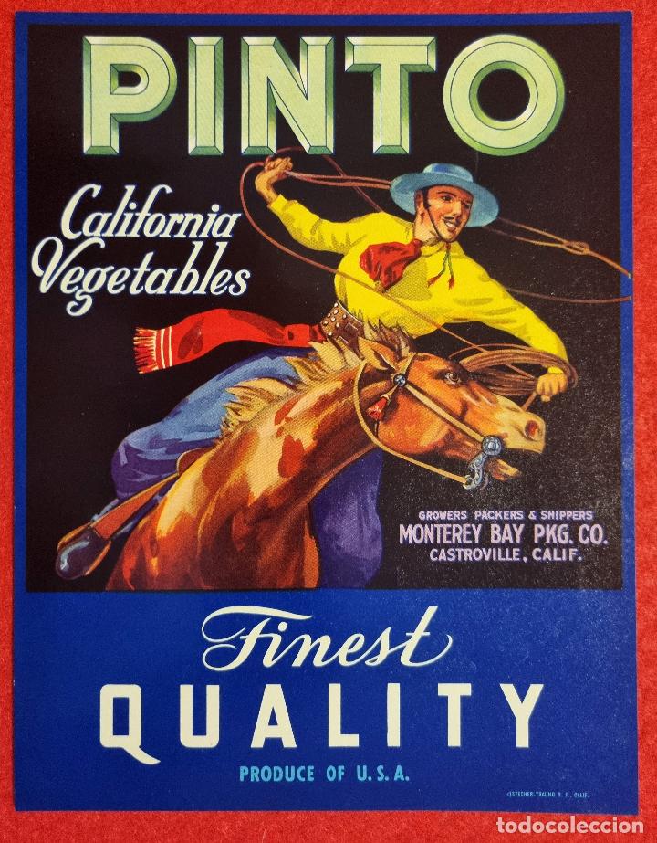 Sammeln von Plakaten: CARTEL ITO ETIQUETA USA VEGETALES PINTO RODEO CABALLO CALIFORNIA ORIGINAL K11