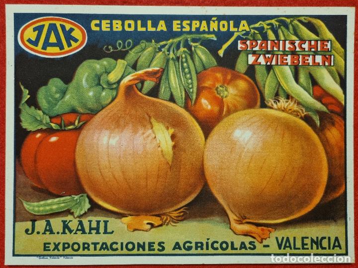 Sammeln von Plakaten: CARTEL ITO ETIQUETA PUBLICIDAD CEBOLLAS JAK J.A. KAHL VALENCIA ORIGINAL K11