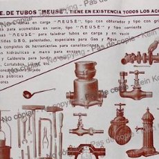 Coleccionismo de carteles: PPIOS. 1900-CARTEL SOCIEDAD ANÓNIMA ESPAÑOLA DE TUBOS MEUSE BARCELONA-FUENTES-GRIFOS-BOMBA-FUNDICIÓN. Lote 307126983