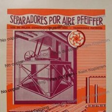 Coleccionismo de carteles: PPIOS 1900-CARTEL LITOGRAFIA SEPARADORES AIRE-GEBR. PFEIFFER BARBAROSSAWERKE-KAISERSLAUTERN-ALEMANIA. Lote 307127363