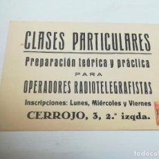 Coleccionismo de carteles: PEQUEÑO CARTEL. CLASES PARTICULARES. OPERADORES RADIOTELEGRAFISTAS. CALLE CERROJO, MALAGA. 16 X 11