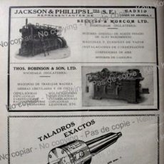 Coleccionismo de carteles: PPIOS 1900-CARTEL-BELLISS & MORCOM UK MOTORES MÁQUINAS-THOS ROBINSON-BAMAG-MILLAR’S-CEMENTO HISPANIA. Lote 309343753