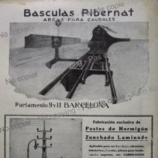 Coleccionismo de carteles: PPIOS. 1900-CARTEL-BASCULAS PIBERNAT BARCELONA-PABLO CANTO POSTE HORMIGÓN CEMENTO-ELECTROLUX APARATO. Lote 310374888