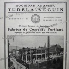 Coleccionismo de carteles: PPIOS 1900-CARTEL-TUDELA-VEGUIN OVIEDO FÁBRICA CEMENTO-EGUINOA HERMANOS EDIFICIO TELEFÓNICA POYALES. Lote 310438848