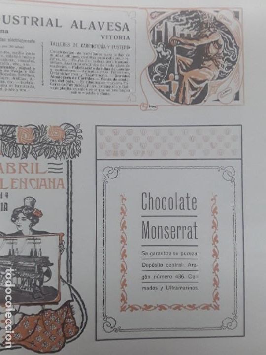 Collectionnisme d'affiches: CHOCOLATE MONTSERRAT SE GARANTIZA SU PUREZA BARCELONA HOJA A&Ntilde;O 1905