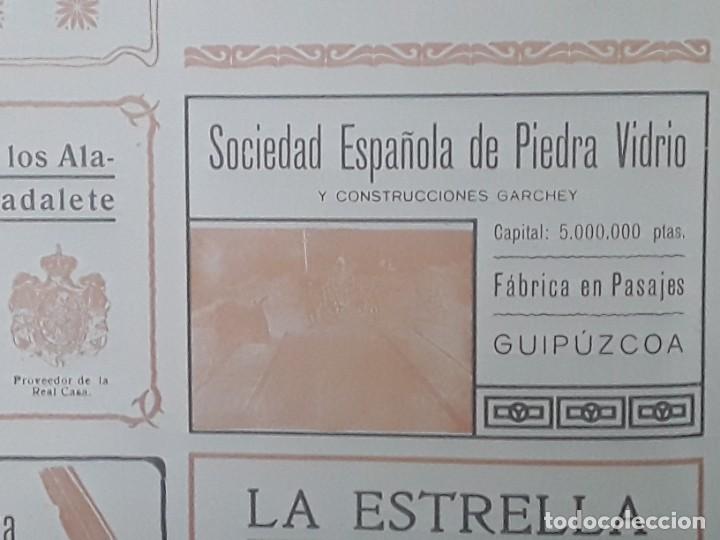 Collectionnisme d'affiches: SOCIEDAD ESPA&Ntilde;OLA DE PIEDRA Y VIDRIO Y CONSTRUCCIONES GARCHEY PASAJES GUIPUZCOA HOJA A&Ntilde;O 1905