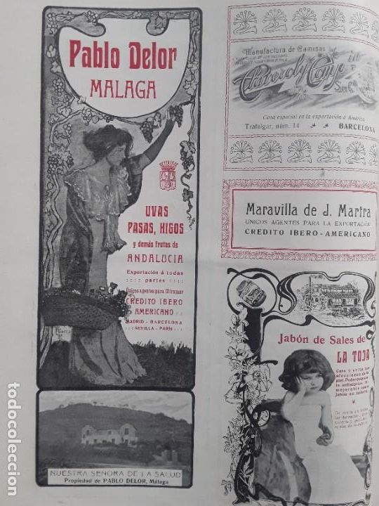Collezionismo di affissi: PABLO DELOR MALAGA UVAS PASAS HIGOS Y DEMAS FRUTAS ANDALUCIA EXPORTACION HOJA A&Ntilde;O 1906