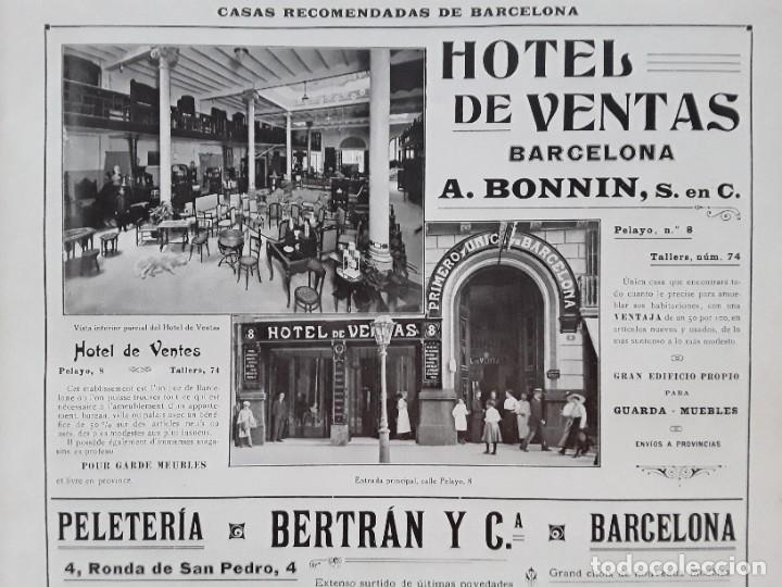 Coleccionismo de carteles: HOTEL DE VENTAS BARCELONA A.BONNIN / PELETERIA BERTRAN Y C&ordf; RONDA SAN PEDRO 4 HOJA A&Ntilde;O 1917