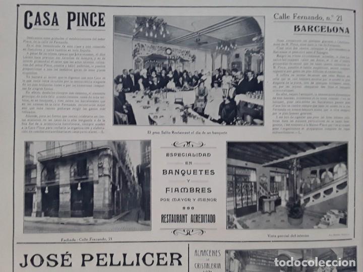 Coleccionismo de carteles: CASA PINCE ESPECIALIDAD BANQUETES Y FIAMBRES RESTAURANTE BARCELONA HOJA A&Ntilde;O 1917