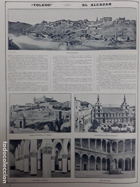 Collezionismo di affissi: TOLEDO EL ALCAZAR .LA CATEDRAL .CASA DEL GRECO MUSEO 3 HOJAS REVISTA A&Ntilde;O 1917