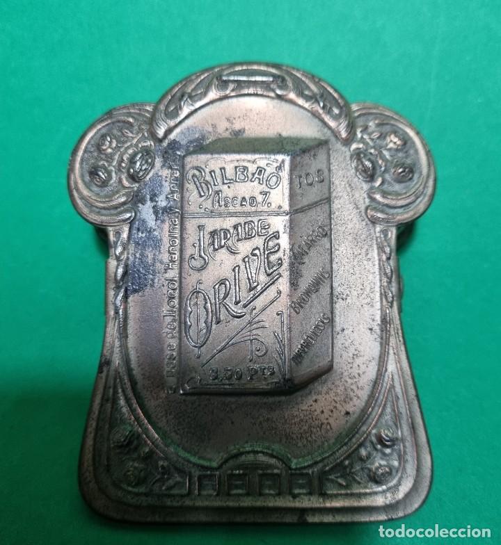 Coleccionismo de carteles: ANTIGUA PUBLICIDAD DE JARABE ORIVE BILBAO PINZA METAL ART NOUVEAU PP.SG.XX.