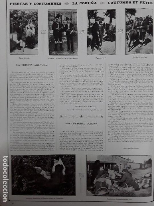 Collectionnisme d'affiches: FIESTAS COSTUMBRES CARNAVAL GAITERO ENCAJE CAMARI&Ntilde;AS ALDEANOS MUI&Ntilde;EIRA MUGIA LA CORU&Ntilde;A A&Ntilde;O 1917