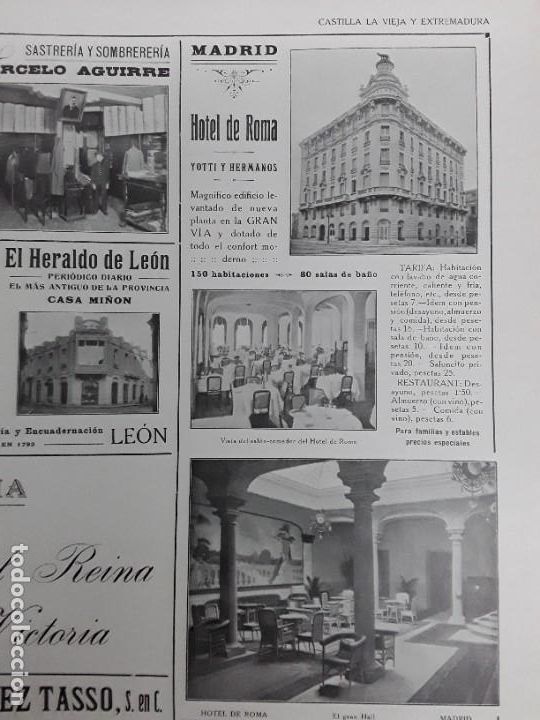 Collectionnisme d'affiches: HOTEL DE ROMA MADRID YOTTI HERMANOS HOJA REVISTA A&Ntilde;O 1917