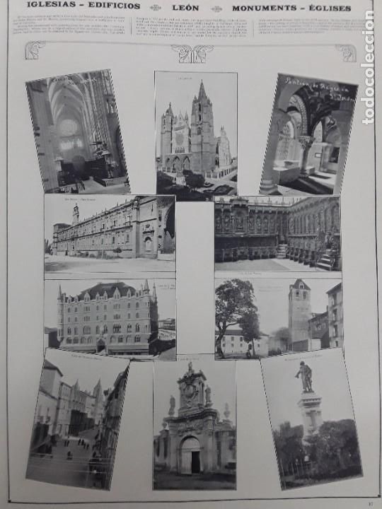 Collectionnisme d'affiches: LEON SU CATEDRAL Y MONUMENTOS IGLEIAS EDIFICIOS 2 HOJAS A&Ntilde;O 1917