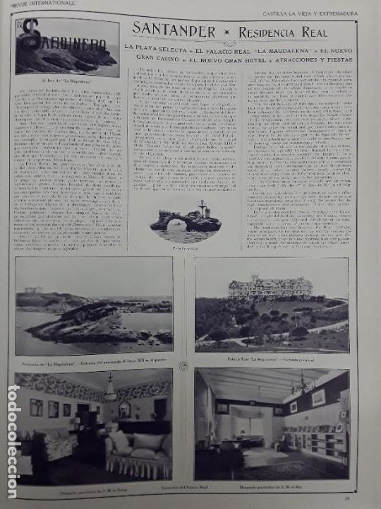 Collectionnisme d'affiches: SANTANDER RESIDENCIA REAL EL SARDINERO ATRACCIONES DEPORTES PALACIOS MONUMENTOS 10 HOJAS A&Ntilde;O 1917