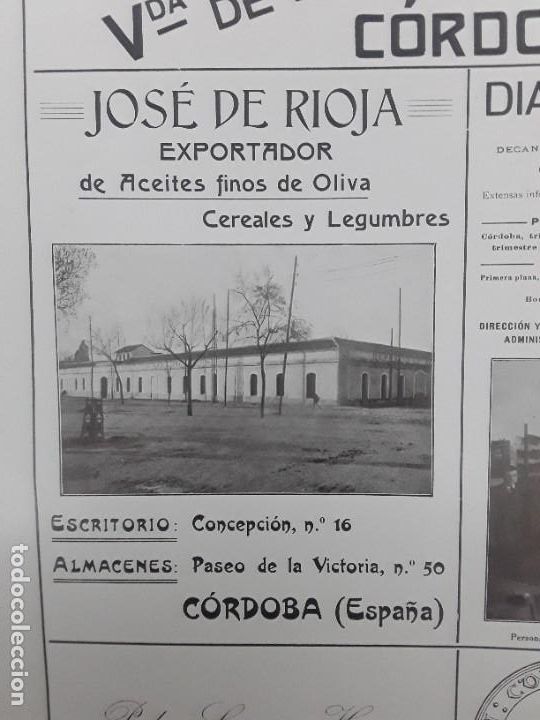 Colecionismo de cartazes: JOSE DE RIOJA ACEITES FINOS OLIVA / ACEITES OLIVA VIUDA DE NAVAL MANSO VINOS FINOS CORDOBA HOJA 1927