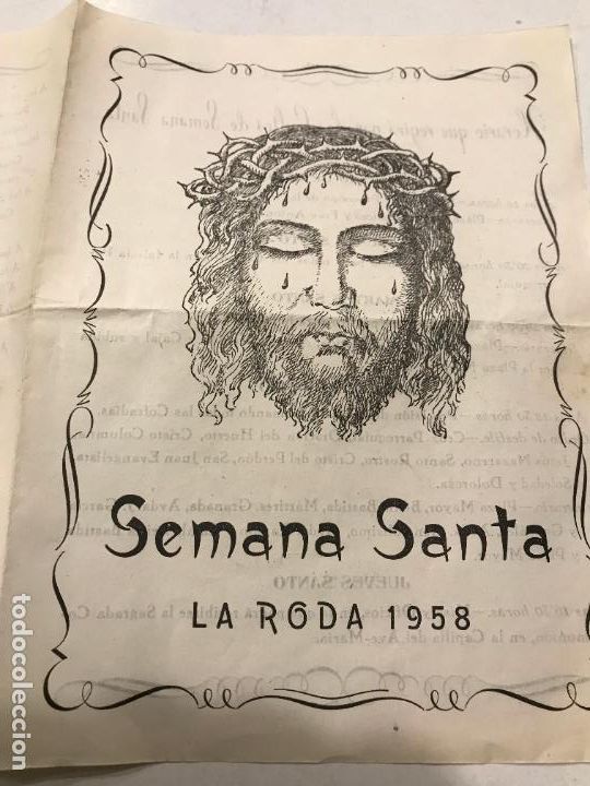 Coleccionismo de carteles: Albacete, programa de la Semana Santa de La Roda a&ntilde;o 1958, 4 p&aacute;ginas.