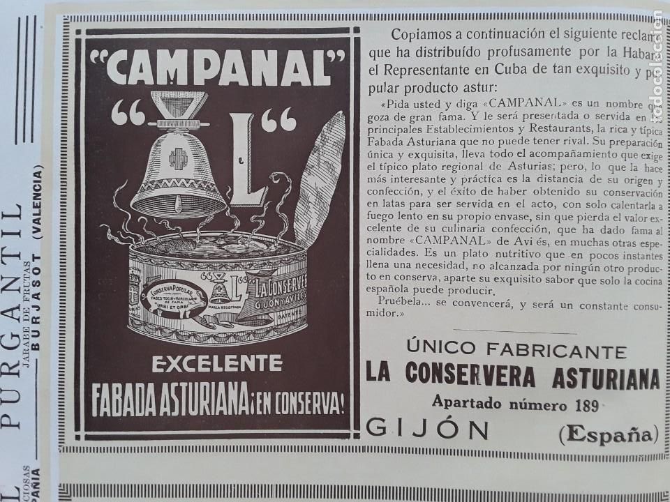 Poster collecting: FABADA ASTURIANA CAMPANAL EN CONSERVA LA CONSERVERA ASTURIANA GIJON HOJA A&Ntilde;O 1926
