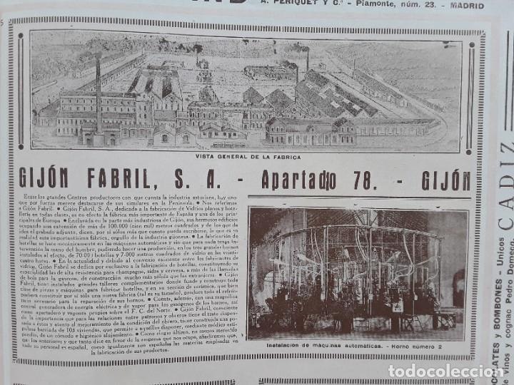 Poster collecting: GIJON FABRIL S.A. FABRICA VIDRIOS PLANOS BOTELLERIA / MIGUEL RUBIO LA REGULADORA PRAVIA A&Ntilde;O 1926
