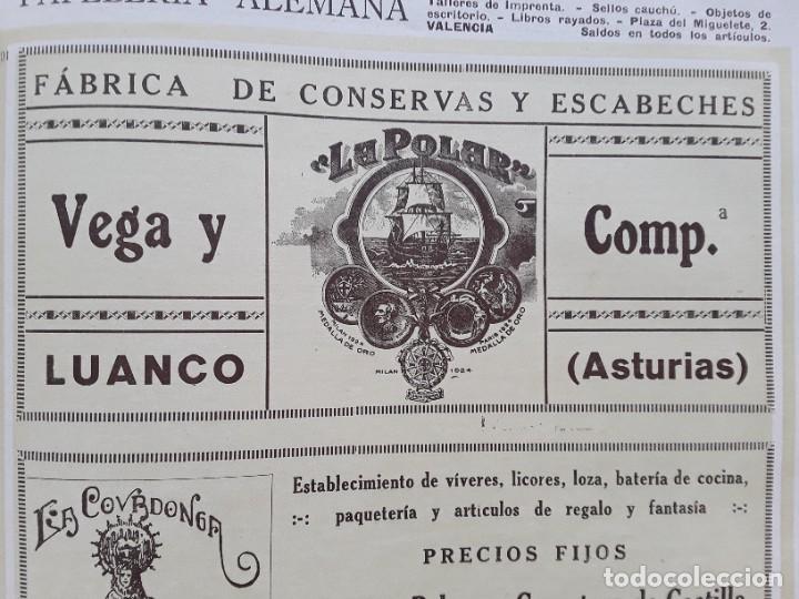 Collezionismo di affissi: FABRICA CONSERVAS Y ESCABECHE VEGA Y C&ordf; LA POLAR LUANCO ASTURIA HOJA A&Ntilde;O 1926