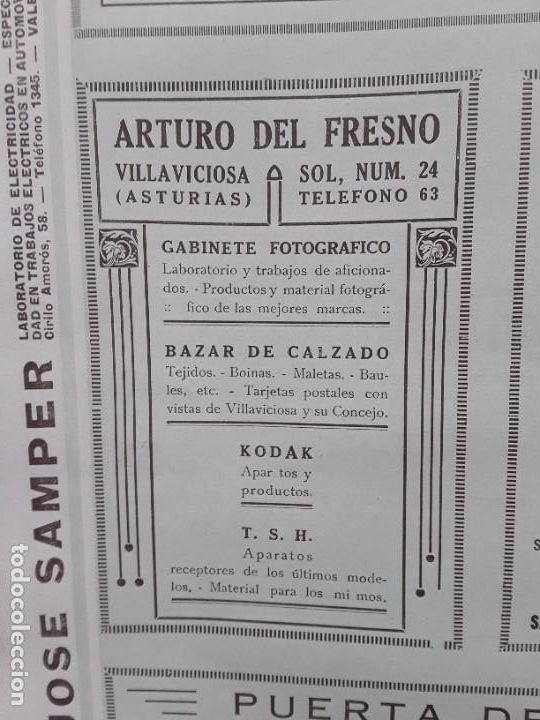 Collezionismo di affissi: ARTURO DEL FRESNO VILLAVICIOSA GABINETE FOTOGRAFICO FONDA PUERTA SOL SOTO DEL BARCO B.MARTINEZ 1926