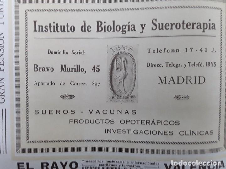 Collezionismo di affissi: INSTITUTO BIOLOGIA Y SUEROTERAPIA VACUNAS SUEROS/ SACRISTAN HERMANKS CONSTRUCCIONES MADRID A&Ntilde;O 1926