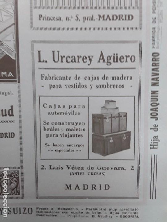 Poster collecting: L.URCAREY AGUERO FABRICA CAJAS MADERA PARA VESTIDOS Y SOMBREROS CAJAS AUTOMOVILES BAULES MADRID 1926