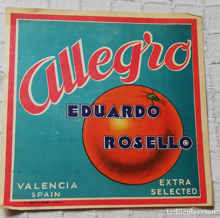 Colecionismo de cartazes: ANTIGUA PUBLICIDAD / OLD ADVERT: NARANJAS EDUARDO ROSELL&Oacute;. ALLEGRO VALENCIA