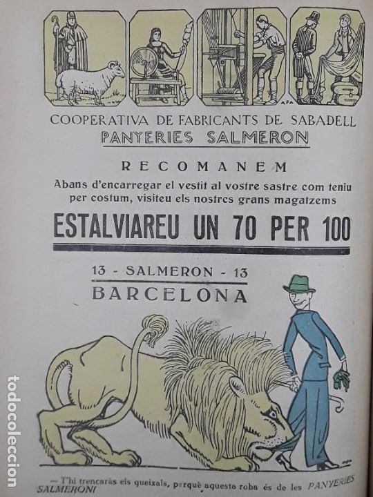 Poster collecting: PANYERIES SALMERON COOPERATIVA FABRICANTS SABADELL BARCELONA HOJA A&Ntilde;O 1926