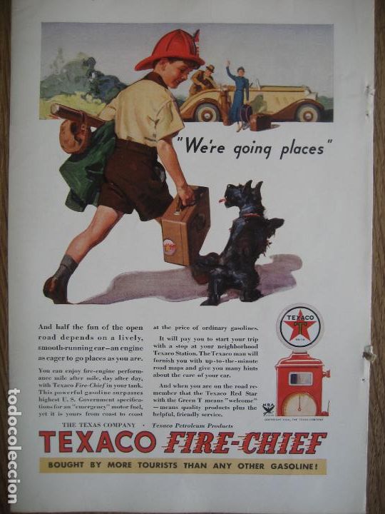 Colecionismo de cartazes: Texaco. Anuncio publicitario revista americana. 1934. 25 x 17 cms